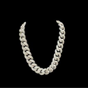 Diamond Cuban Link Chain in White Gold - 12mm 18”